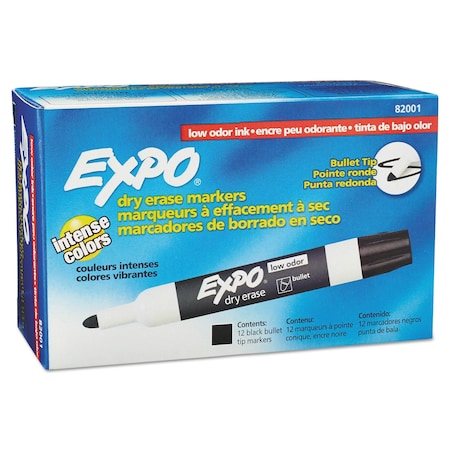 Expo Low-Odor Dry-Erase Marker, Medium Bullet Tip, Black, PK12 82001